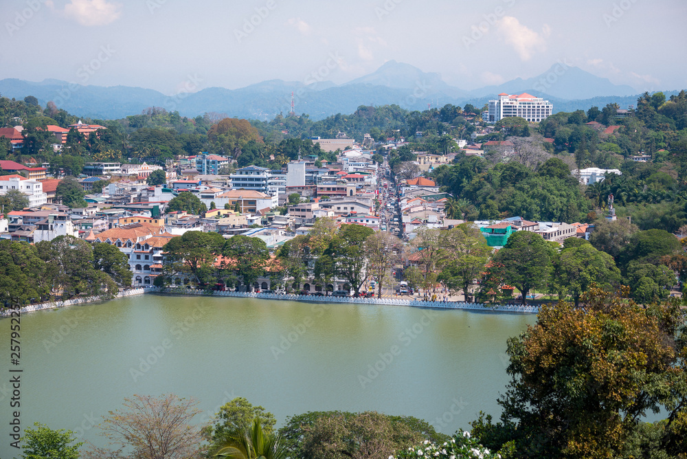 Beautiful view of Kandy in Sri Lanka. Aerial view of Kandy.