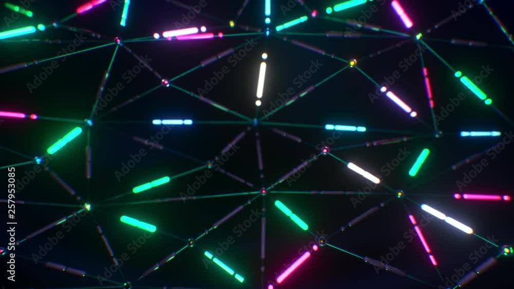 Looping background light installation glowing with futuristic, metal ...