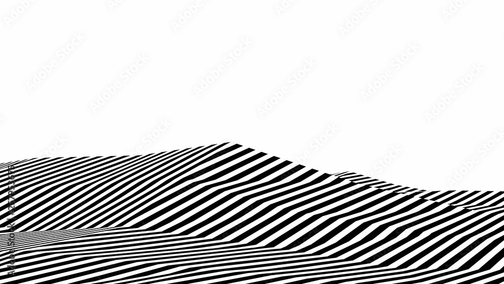 abstract black and white wavy curve strips line