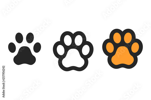 Dog paw print. Footprint. Vector icons isolated photo