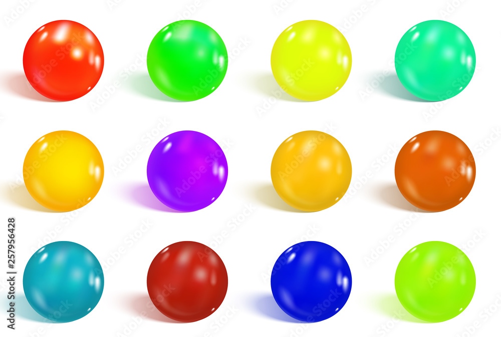 Colorful glossy spheres