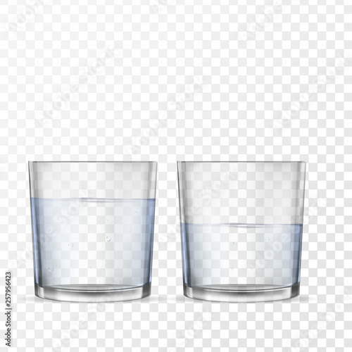 Realistic glasses for drinks with water