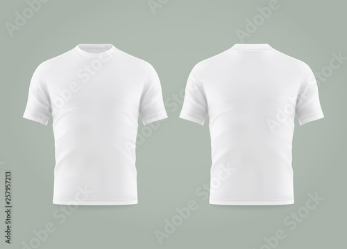 Set of isolated white t-shirt or realistic apparel