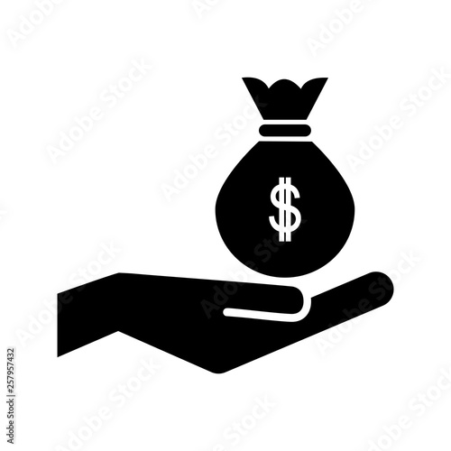 bag of dollars in hand. Vec...