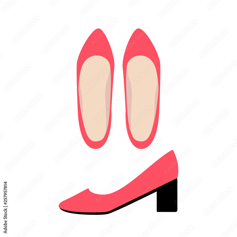 Red shoes top and side view. Women's classical shoes Red shoes top and side view. Women's classical shoes