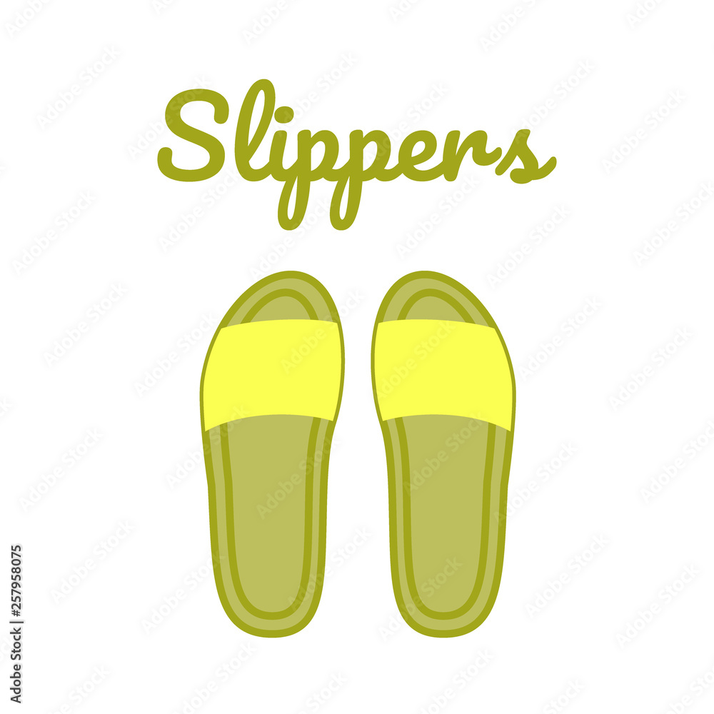 Yellow slipper top view. Women's beach or indoor shoes Yellow slipper top view. Women's beach or indoor shoes
