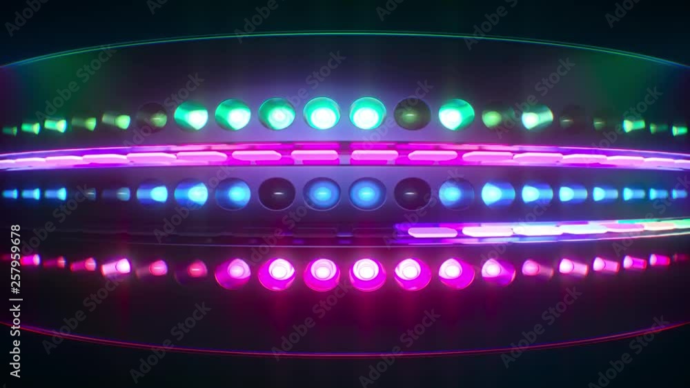 Looping background light installation glowing with futuristic, metal ...