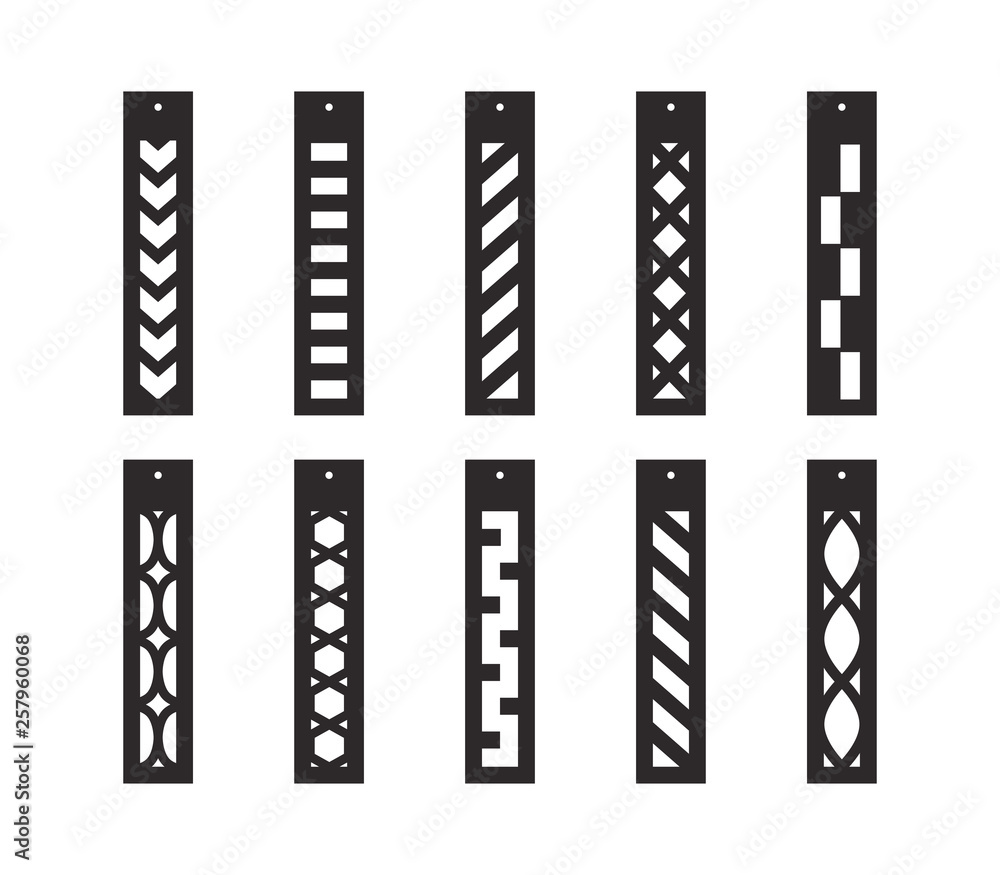 Bar drop earrings with pattern. Long pendant. Ornamental long fringe earrings. Laser cut template. Earrings with hole. Jewelry making. Vector Bar drop earrings with pattern. Long pendant. Ornamental long fringe earrings. Laser cut template. Earrings with hole. Jewelry making. Vector