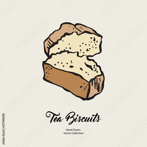 Pound cake chunks isolated hand drawn vector line illustration old style. Vector tea chocolate biscuit pie cooking logo, packaging design, cafe menu, banner, flayer, coffee shop retro hand drawn style
