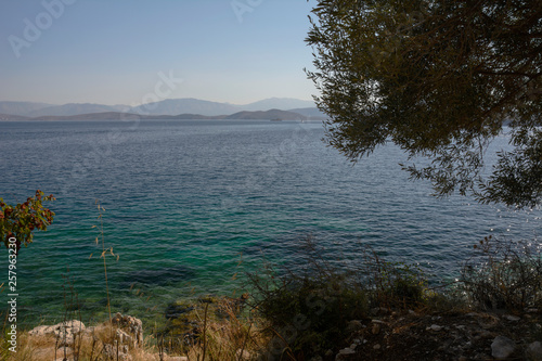 view from Kassiopi to the coast of Albania  Corfu  Greece 