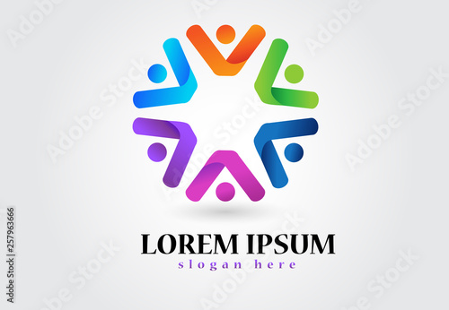 Logo teamwork happy people