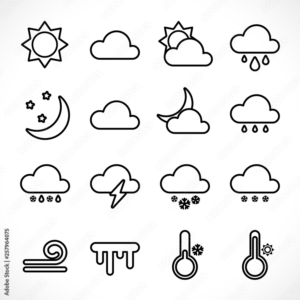 outline weather icons set outline weather icons set