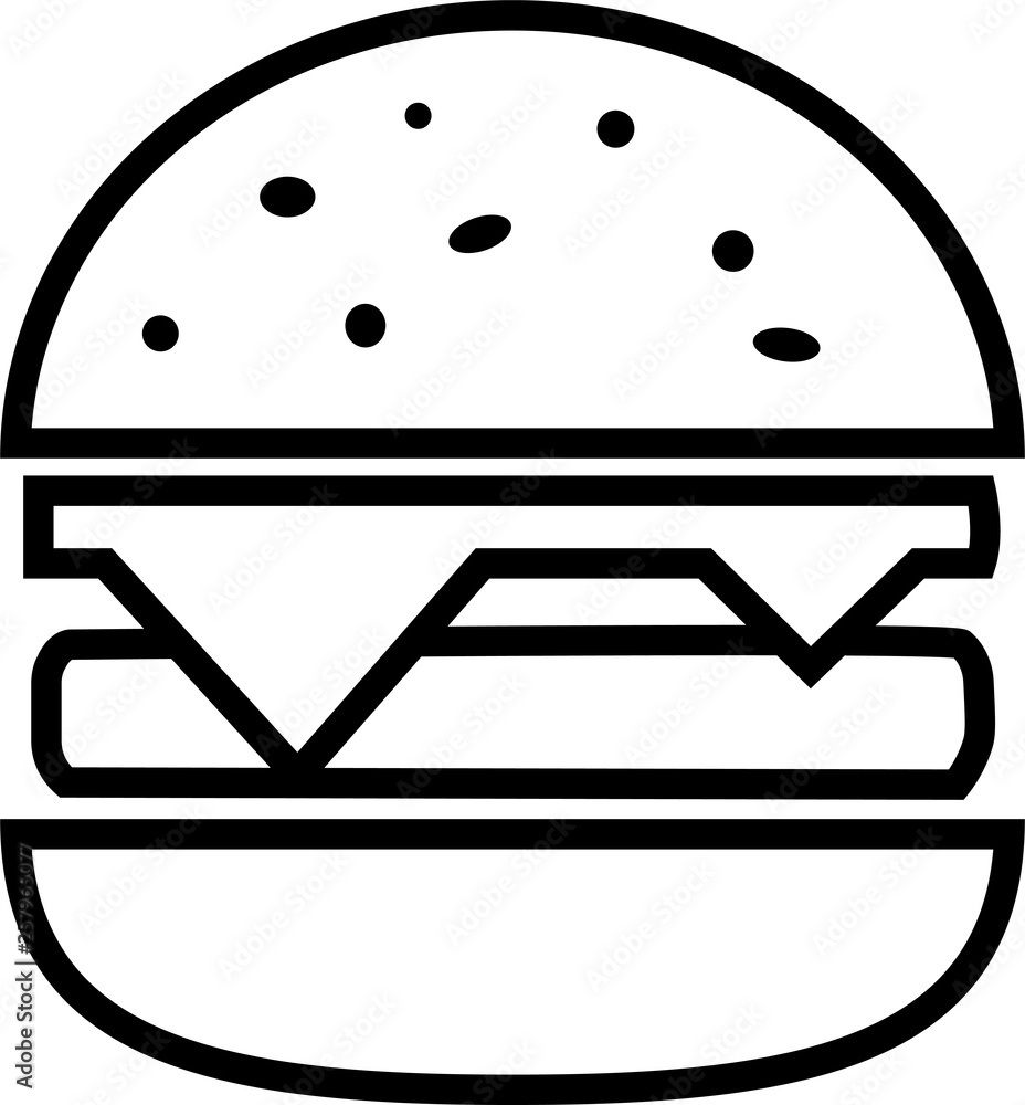 Icon split hamburger with cheese and chop Icon split hamburger with cheese and chop