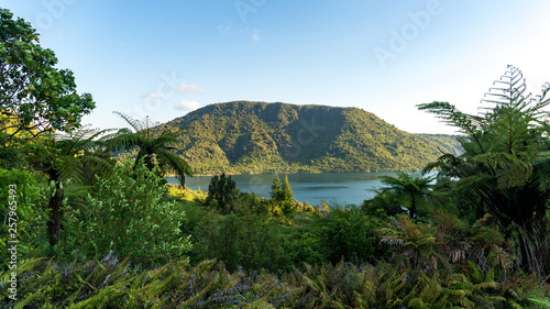 View of Lake Rotokakahi in New Zealand photo