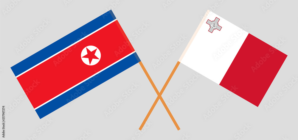 Malta and North Korea. The Maltese and Korean flags. Official colors. Correct proportion. Vector Malta and North Korea. The Maltese and Korean flags. Official colors. Correct proportion. Vector