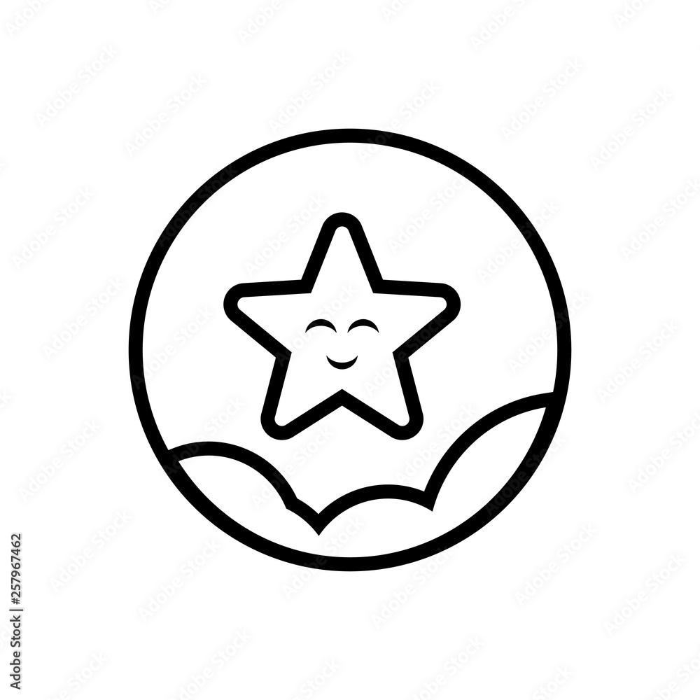 Smiley star sky clouds vector icon Smiley star sky clouds vector icon