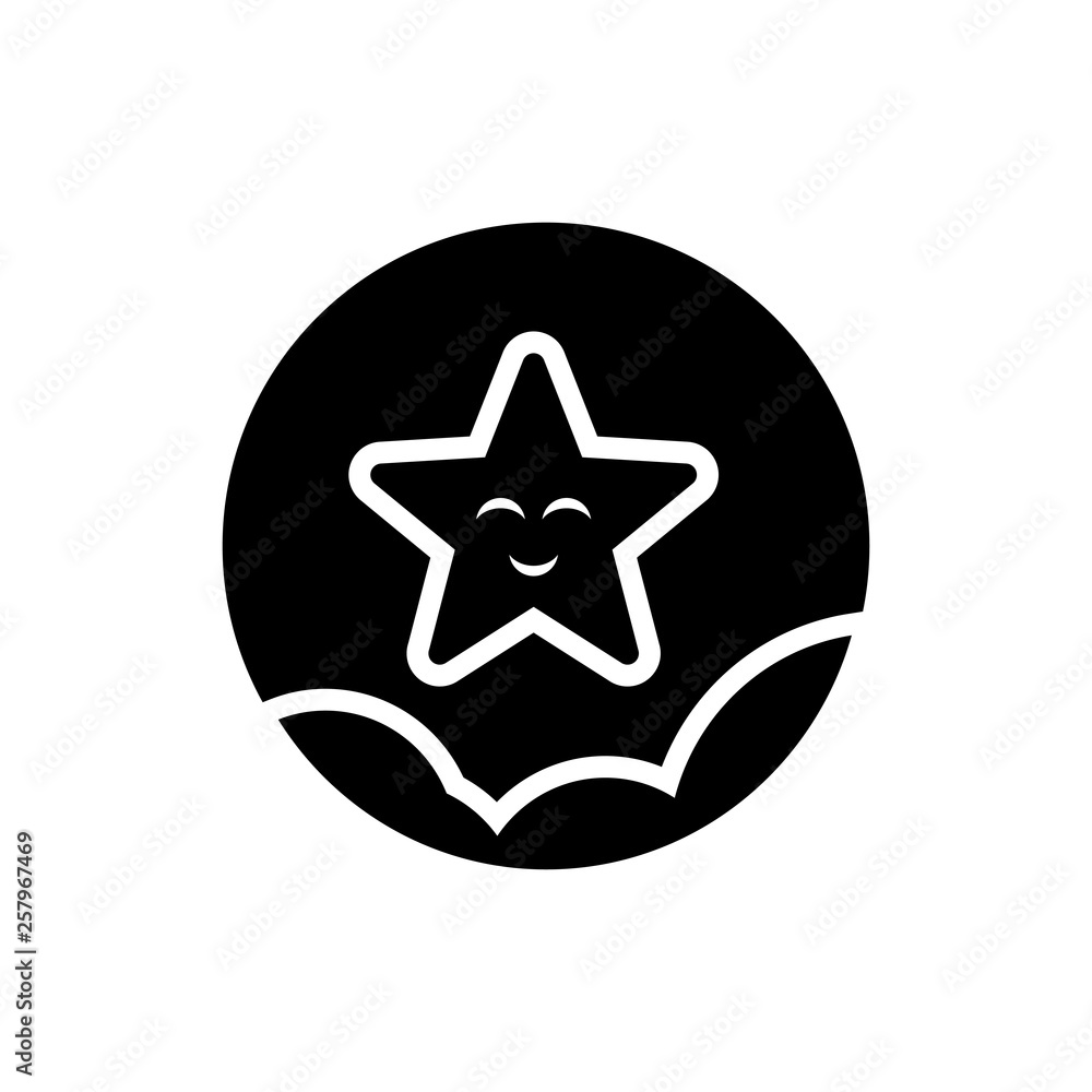 Smiley star sky clouds vector icon Smiley star sky clouds vector icon