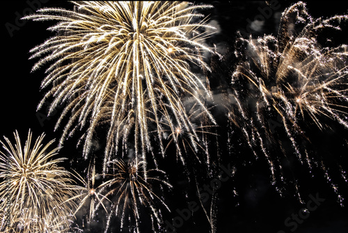 Explosion of multi-colored fireworks in Dubai against the night sky on a new year celebrations holidays