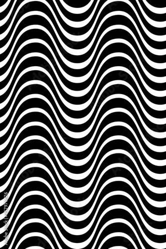 Abstract Seamless Black and White Pattern with Waves. Smooth Psychedelic Illusion. Poster for Print. Raster. 3D Illustration