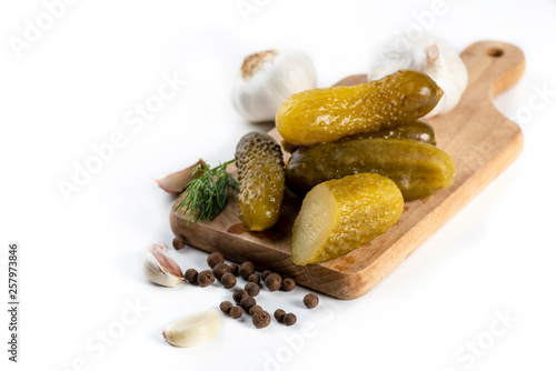 pickled cucumbers on a white background 0 stock photo