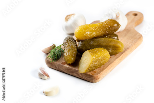 pickled cucumbers on a white background 0 stock photo