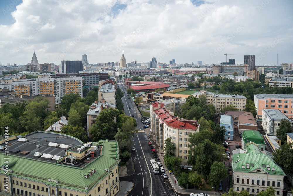 Moscow, Russia - July 20, 2018: View on sunny day on Spartakovskaya street