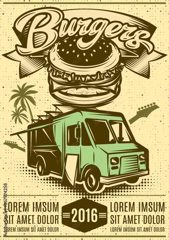Obraz premium Good Burger Car. Fast food truck.