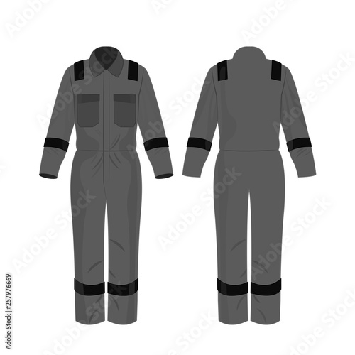 Grey work overalls with safety band isolated vector on the white background