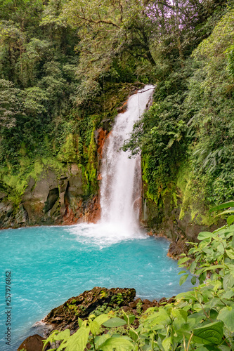 scenic waterfall in tenorio volcano national park