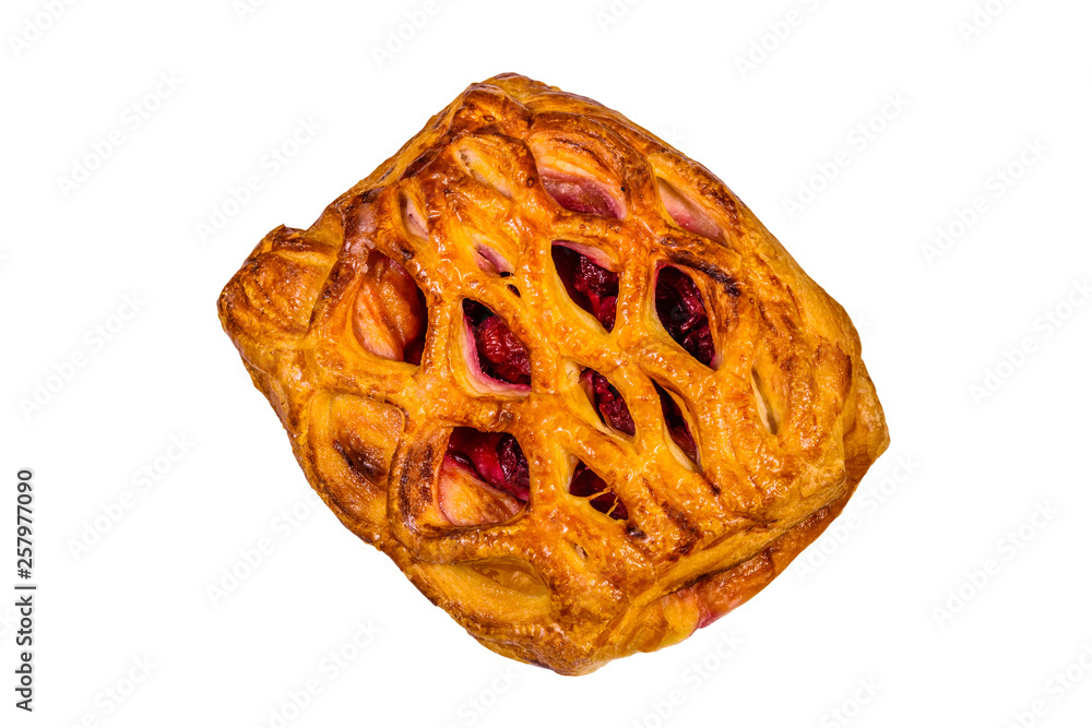 Cherry strudel isolated on the white background Cherry strudel isolated on the white background