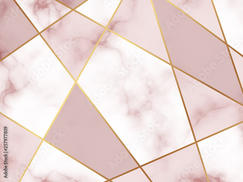 Abstract marble background with golden lines.