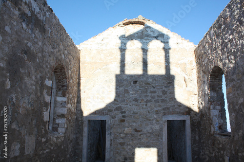 Old broken church in Croatia Zadar after war 1991   2001. Croatia war.