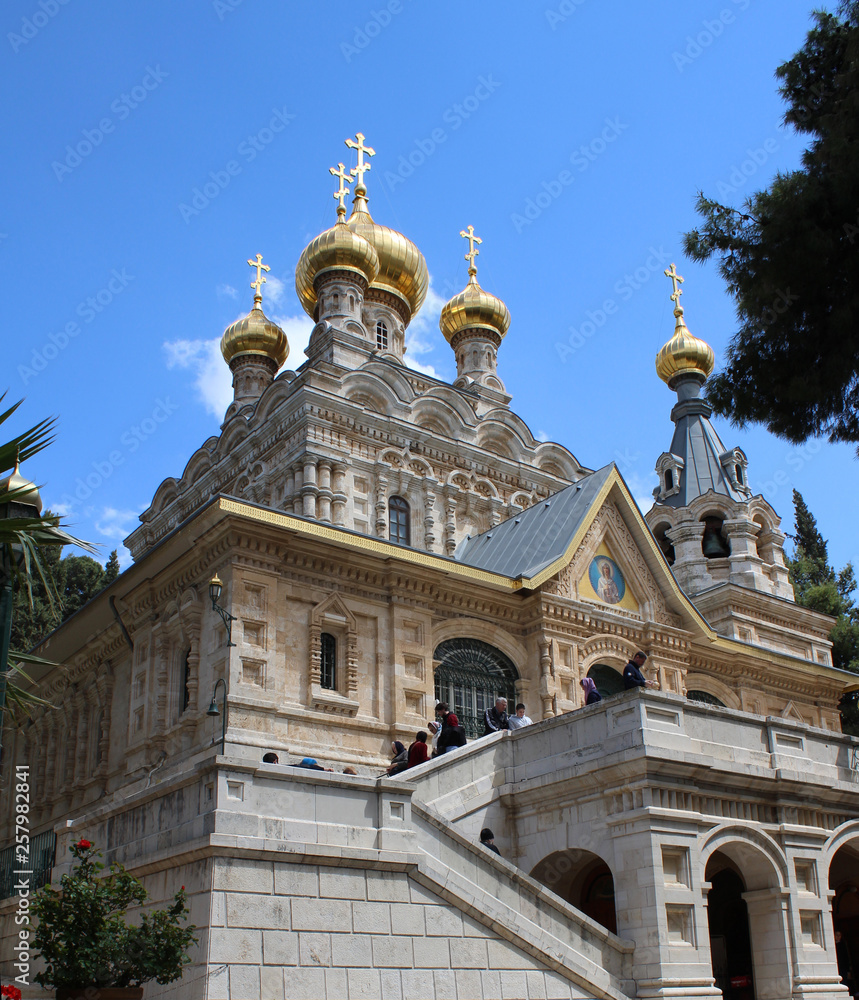 The Russian Church of Mary Magdalene located on the Mount of Olives, near the Garden of Gethsemane in East Jerusalem, Israel