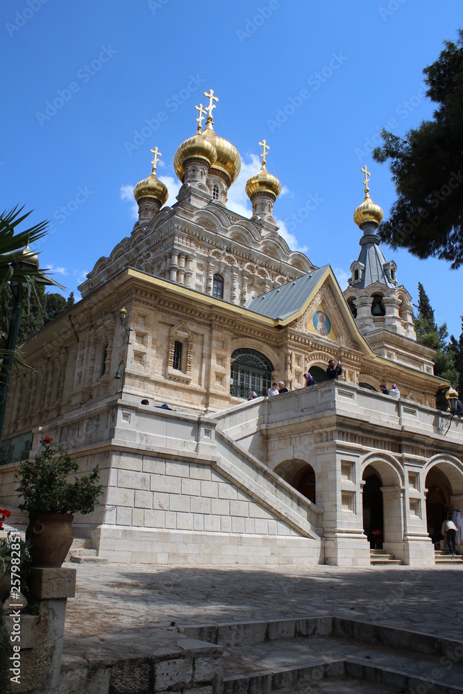 The Russian Church of Mary Magdalene located on the Mount of Olives, near the Garden of Gethsemane in East Jerusalem, Israel