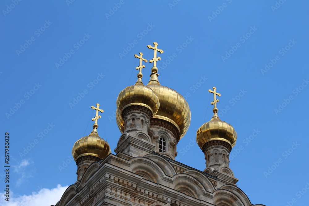 The Russian Church of Mary Magdalene located on the Mount of Olives, near the Garden of Gethsemane in East Jerusalem, Israel