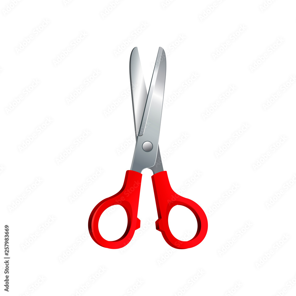 Set of red scissors isolated on white background. Vector illustration in flat style. Sharp Scissor open and closed Set of red scissors isolated on white background. Vector illustration in flat style. Sharp Scissor open and closed