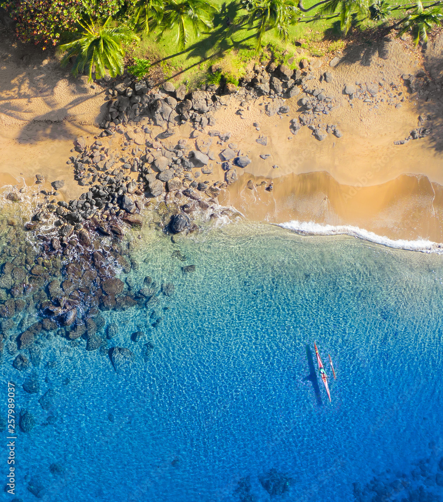 Kayaking in the blue ocean