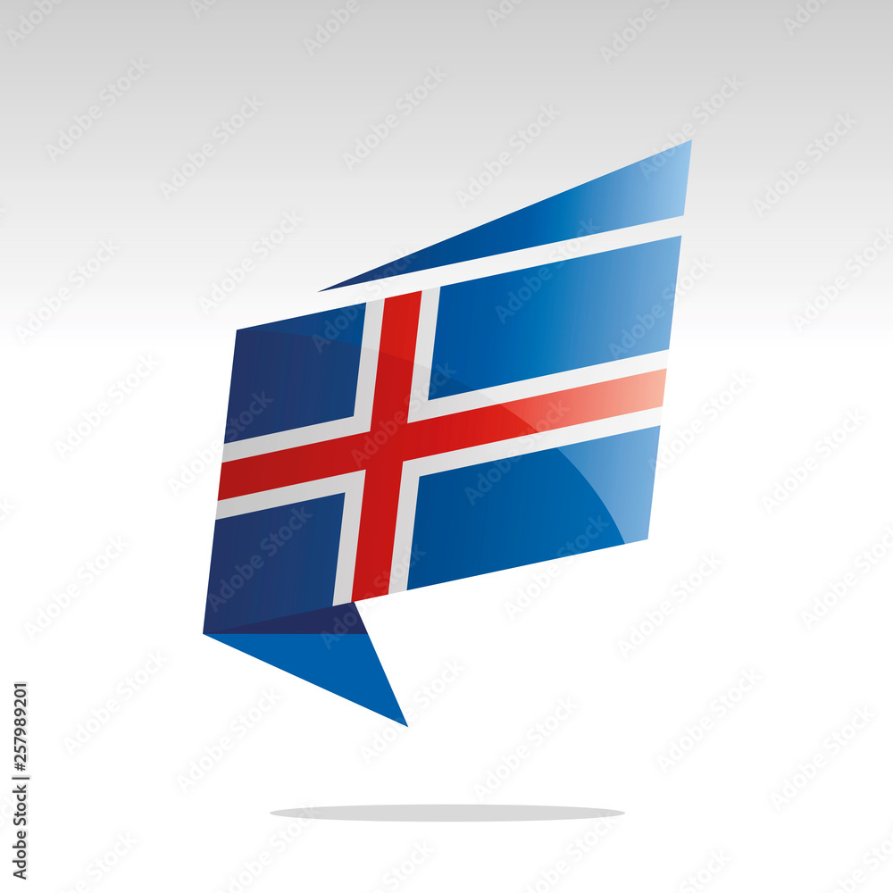 Fototapeta premium New abstract Iceland flag origami logo icon button label vector