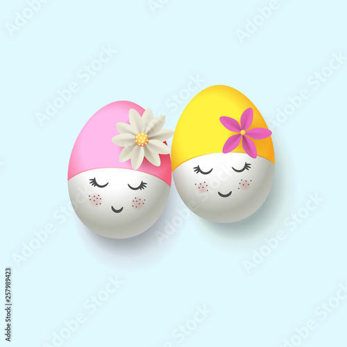 Happy Easter Eggs with retro swimming cap - pantomime actor pierrot style