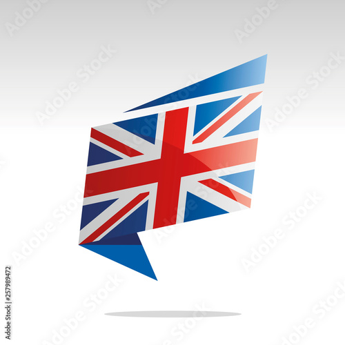New abstract UK flag origami logo icon button label vector