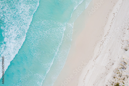 Aerial view of sandy tropical beach in summer at Western Australia, Australia.