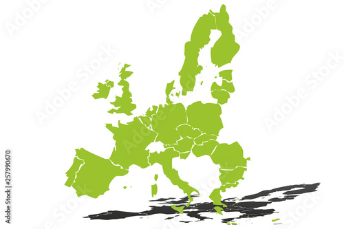 Mapa de la Unión Europea de color verde.