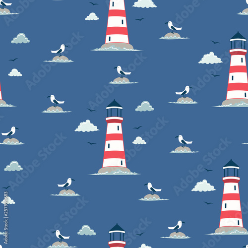 seamless lighthouse pattern