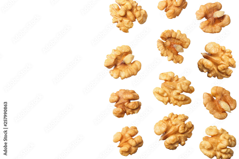 walnuts isolated on white background top view walnuts isolated on white background top view