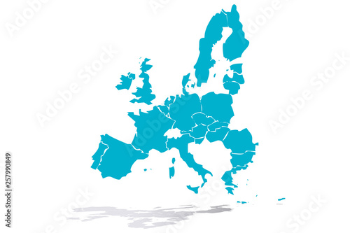 Mapa de la Unión Europea de color azul.