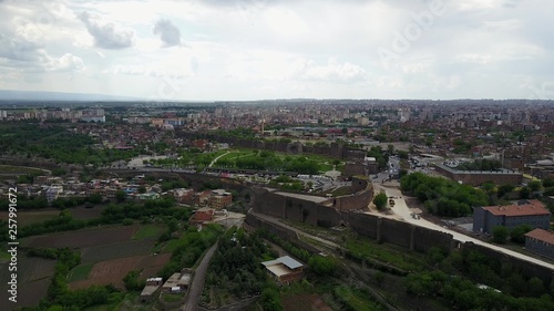 Editorial. Turkey/Kars,October25 2018: View of the ancient city from the top of the observation deck. city in cloudy weather.