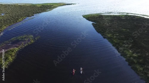Pair of kayakers in Keaton Beach, aerial photo