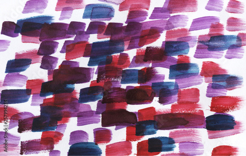 Watercolor abstract background.Red  blue and purple paint strokes