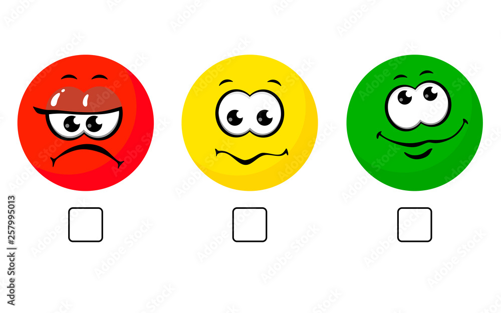 Face smile icon positive, negative neutral opinion vector rate button ...