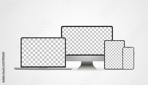 Laptop realistic. Device in mockup style. Set realistic vector devices on a white background. vector